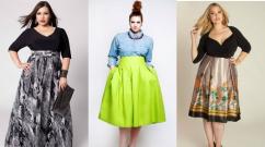 Модели стильных юбок разной длины для полных женщин